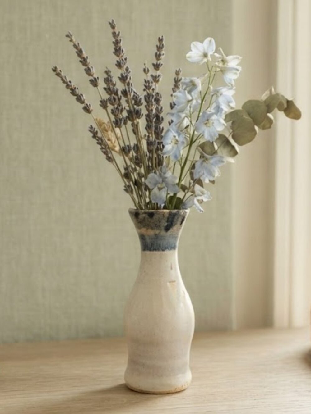 Handmade Matte Pale Blue Ceramic Bud Vase Signed Minimalist Pottery
